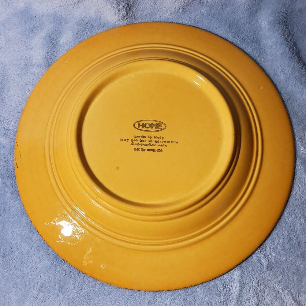 4 HOME Made in Italy Yellow Ochre Tuscan Distressed 11" Dinner Plates Stoneware - Picture 5 of 7
